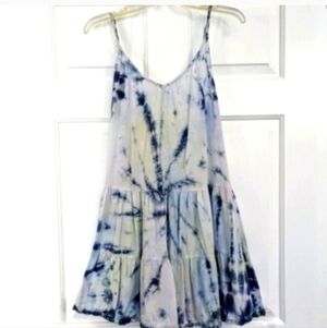 Riviya Blue White Pink Beach Dress Swimsuit Coverup, Summer Tyedye Medium